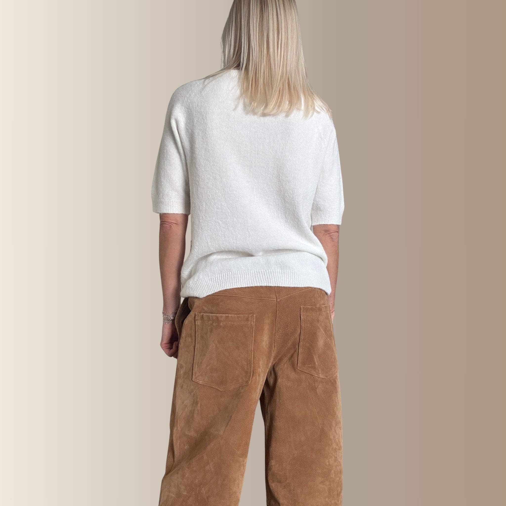 HECTOR ÉCRU – Pull manches courtes en baby alpaga