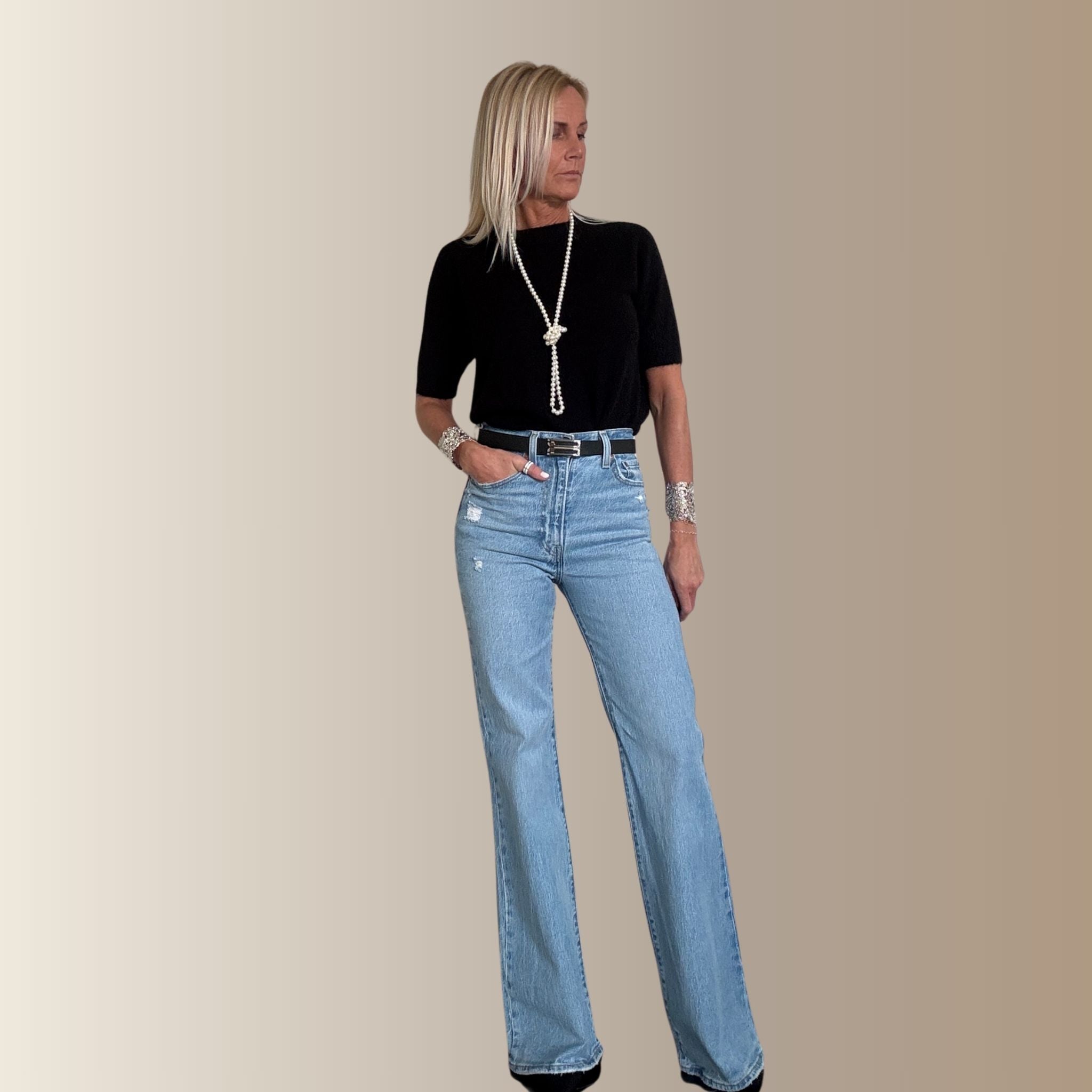 HECTOR NOIR – Pull manches courtes en baby alpaga