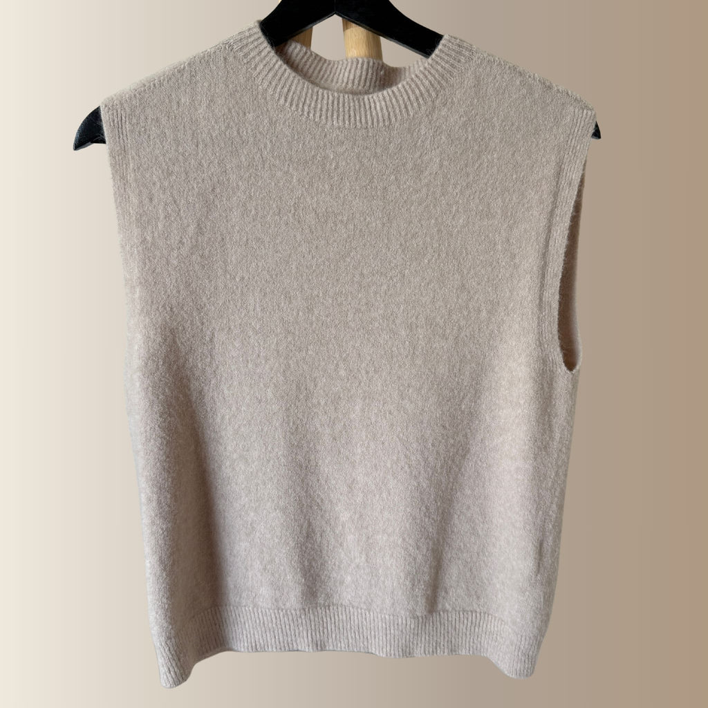 CÉLESTIN BEIGE – Pull sans manches en baby alpaga