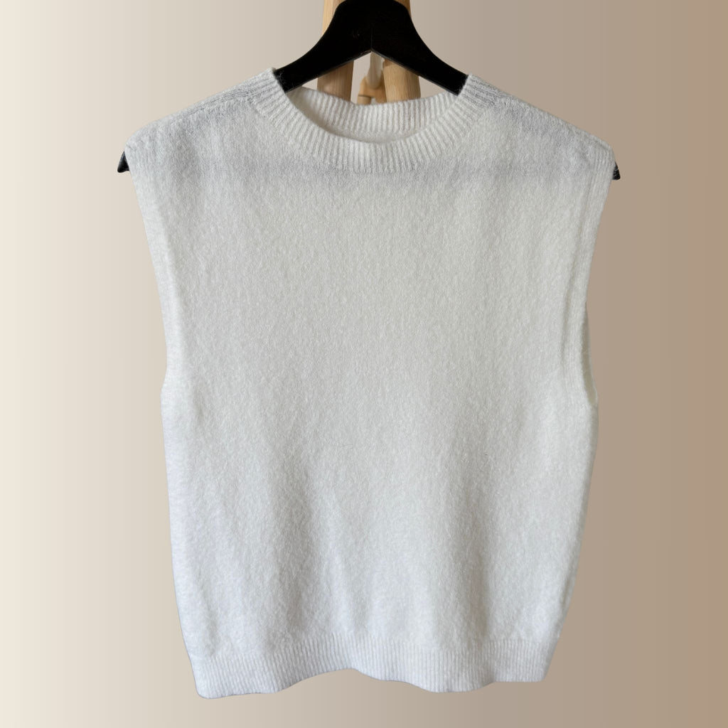 CÉLESTIN BLANC – Pull sans manches en baby alpaga