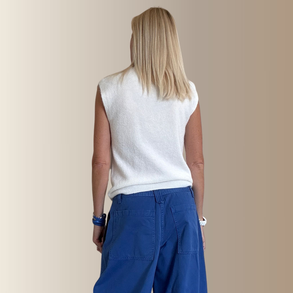 CÉLESTIN BLANC – Pull sans manches en baby alpaga