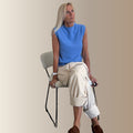 CÉLESTIN BLEU LAVANDE – Pull sans manches en baby alpaga