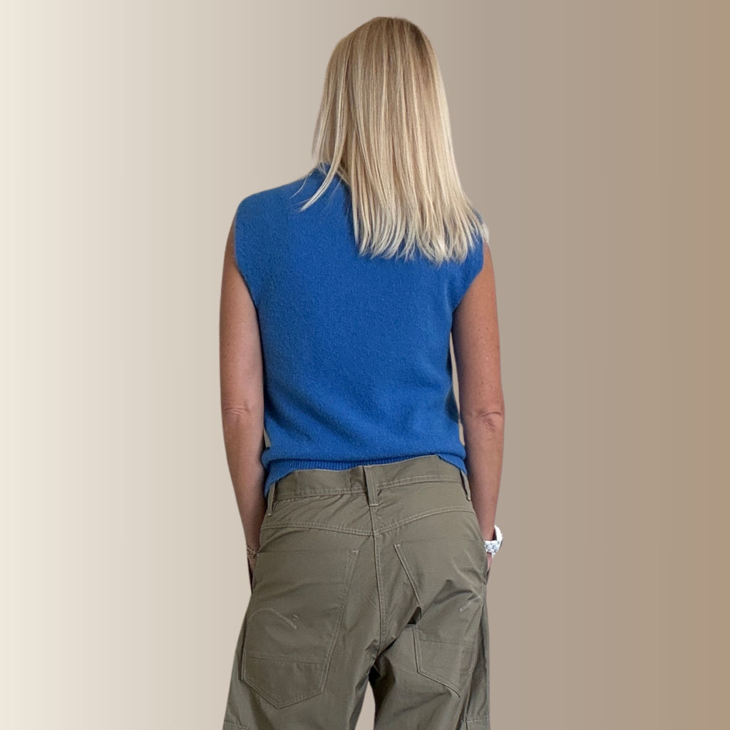 CÉLESTIN BLEU ROI – Pull sans manches en baby alpaga