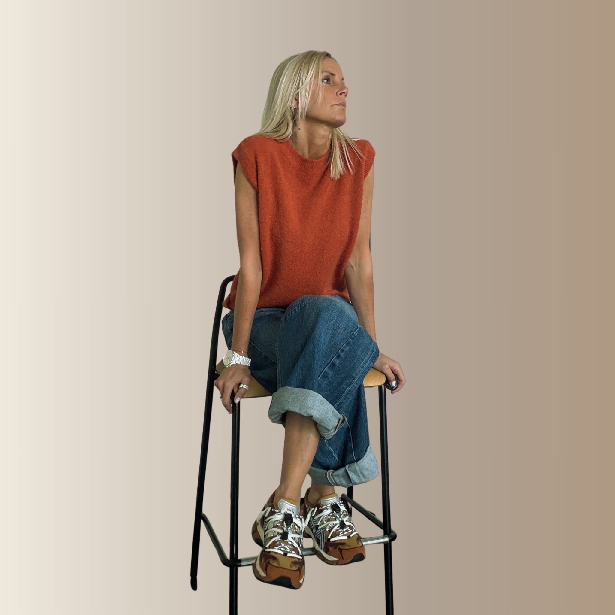 ERNEST TOFFEE – Pull sans manches en baby alpaga