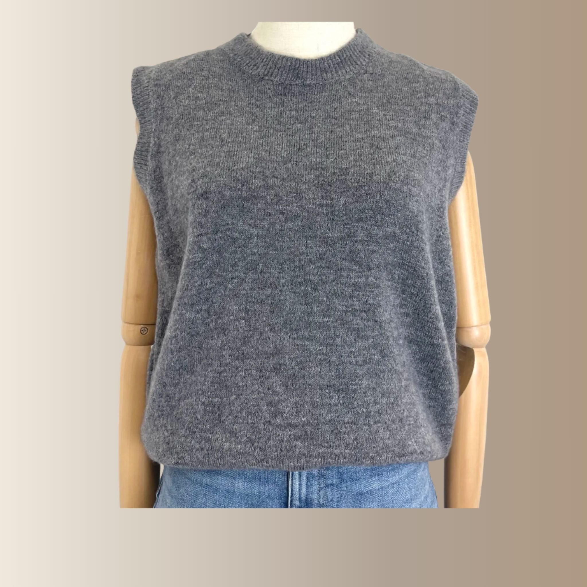 ERNEST GRIS – Pull sans manches en baby alpaga