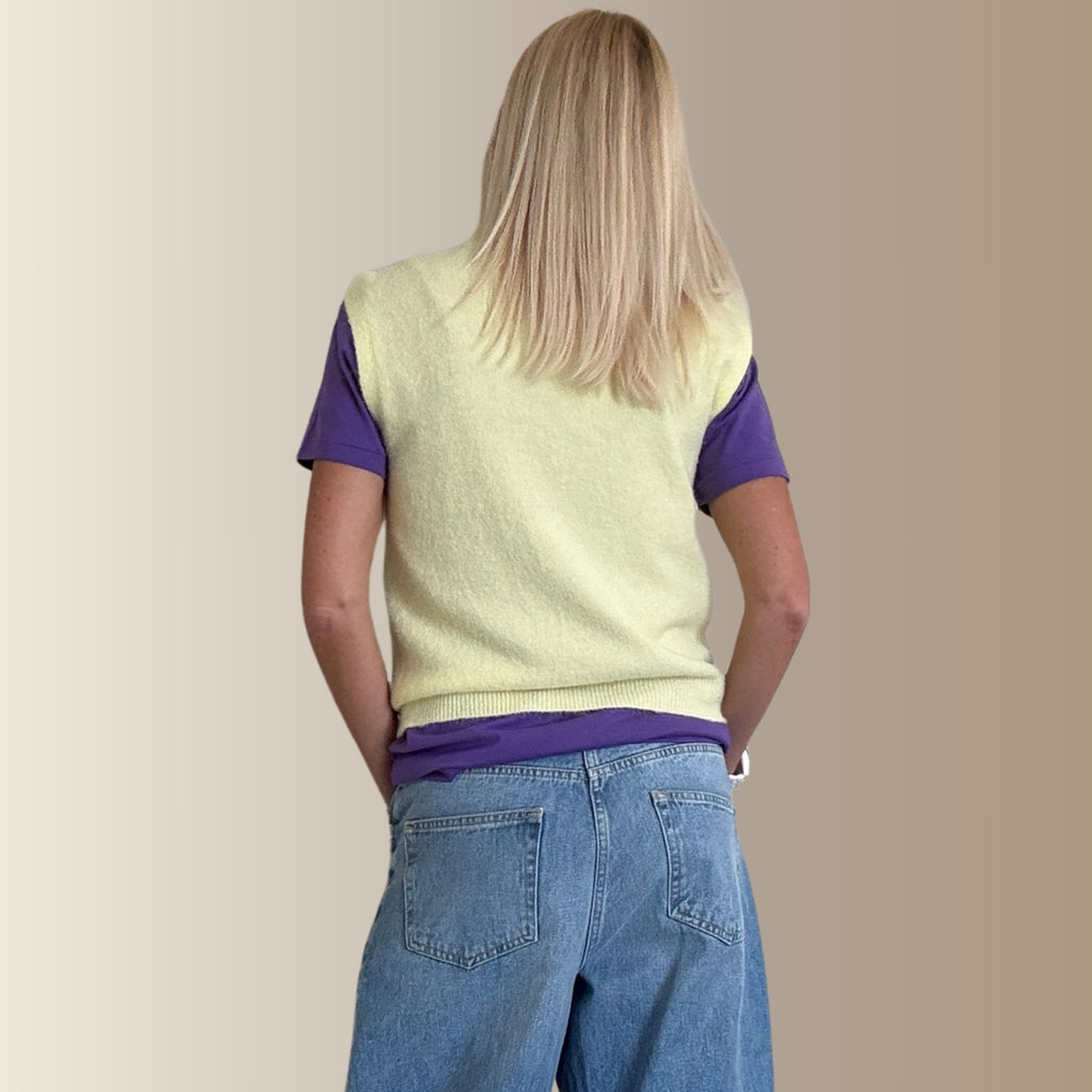 CÉLESTIN JAUNE PÂLE – Pull sans manches en baby alpaga