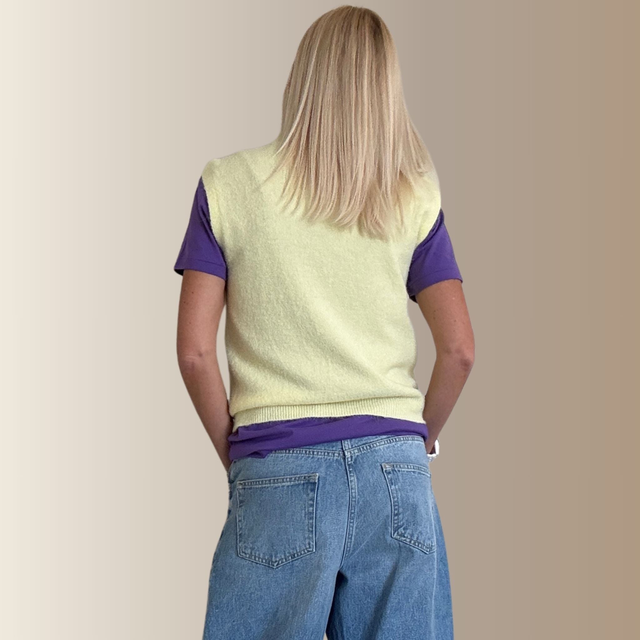 CÉLESTIN JAUNE PÂLE – Pull sans manches en baby alpaga