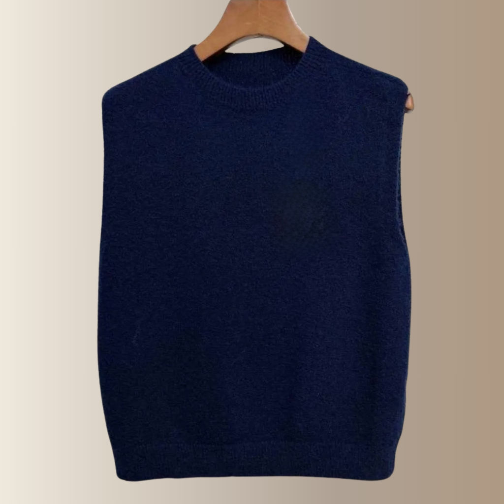 CÉLESTIN BLEU MARINE – Pull sans manches en baby alpaga