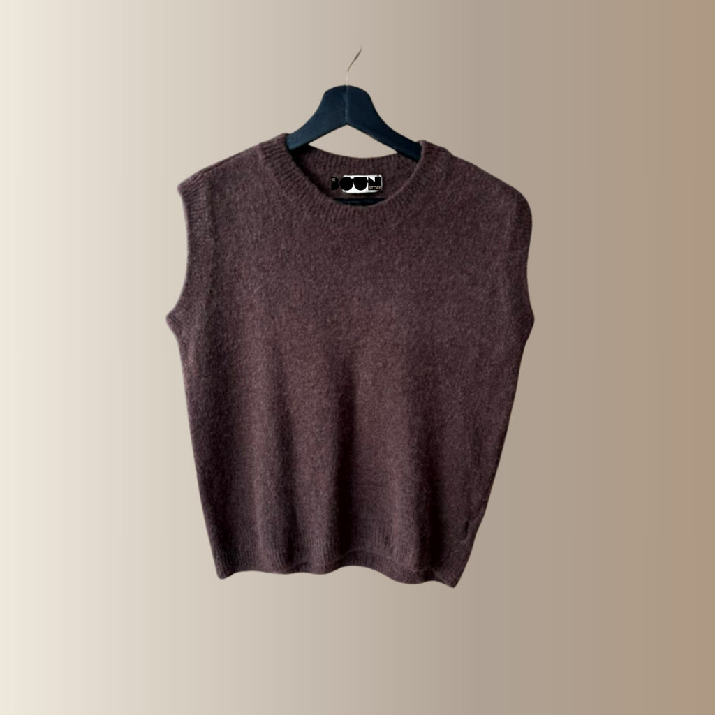 ERNEST MARRON – Pull sans manches en baby alpaga