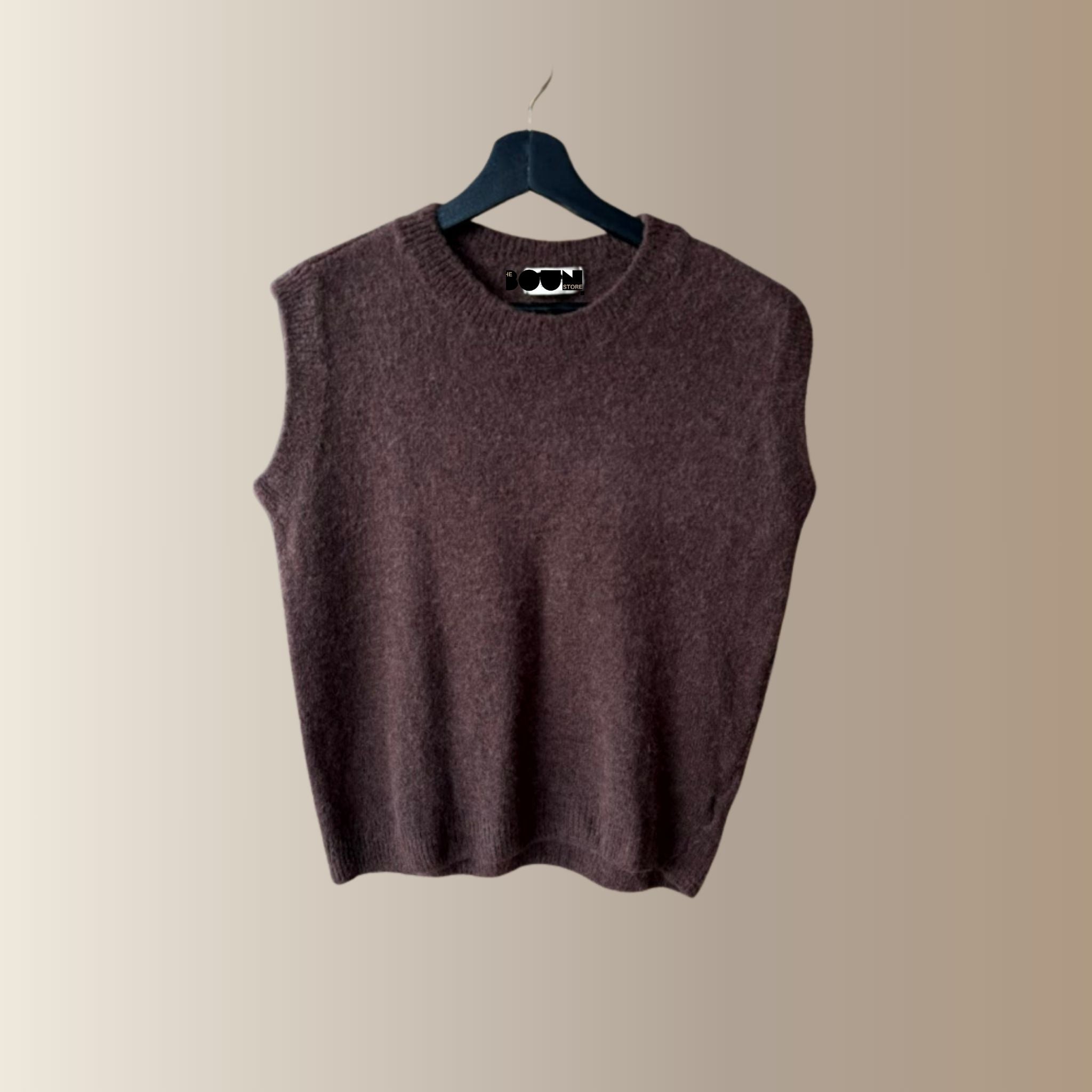 ERNEST MARRON – Pull sans manches en baby alpaga