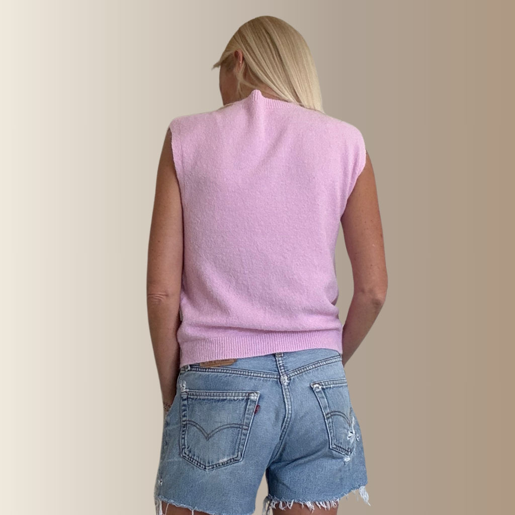 CÉLESTIN ROSE PÂLE – Pull sans manches en baby alpaga