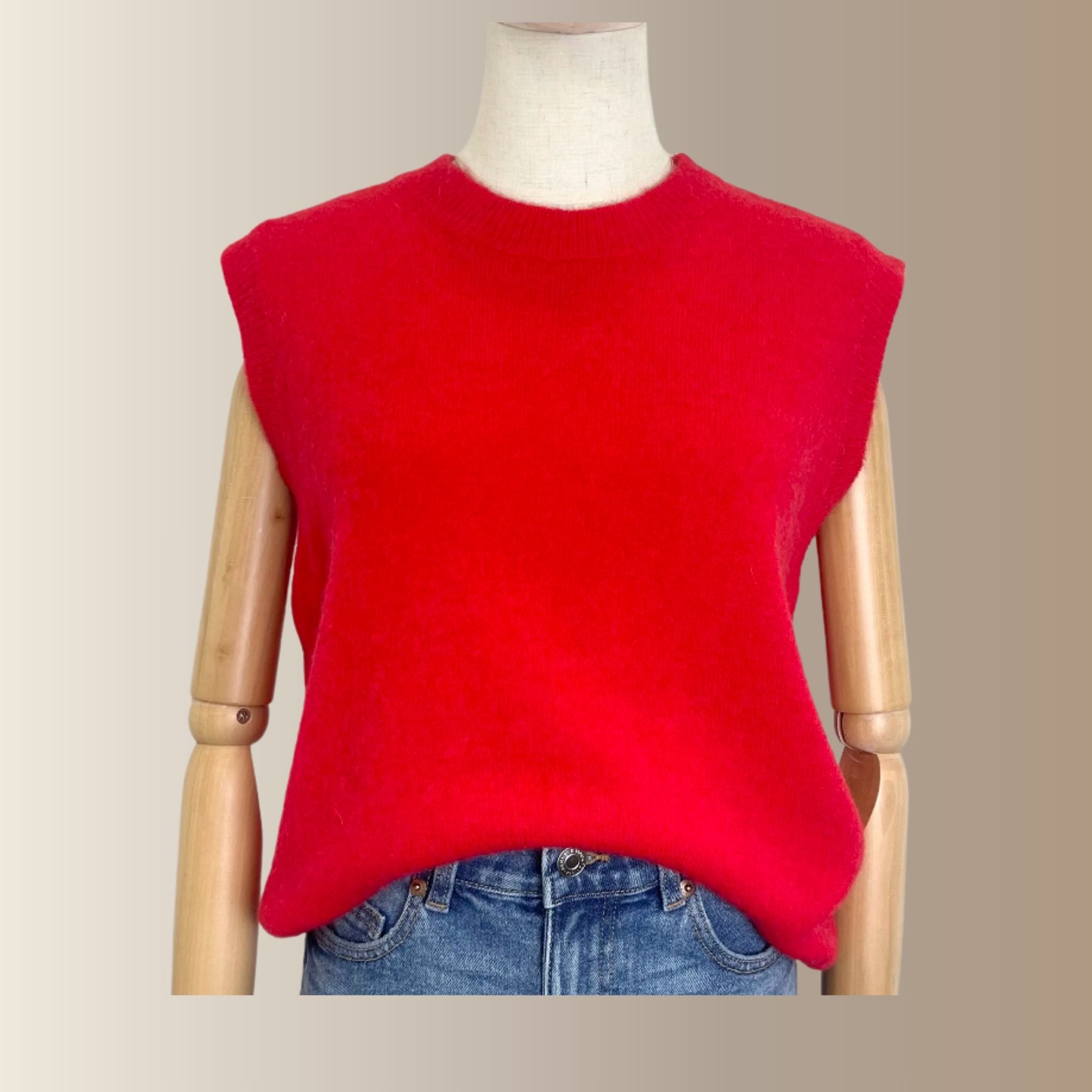 ERNEST ROUGE – Pull sans manches en baby alpaga