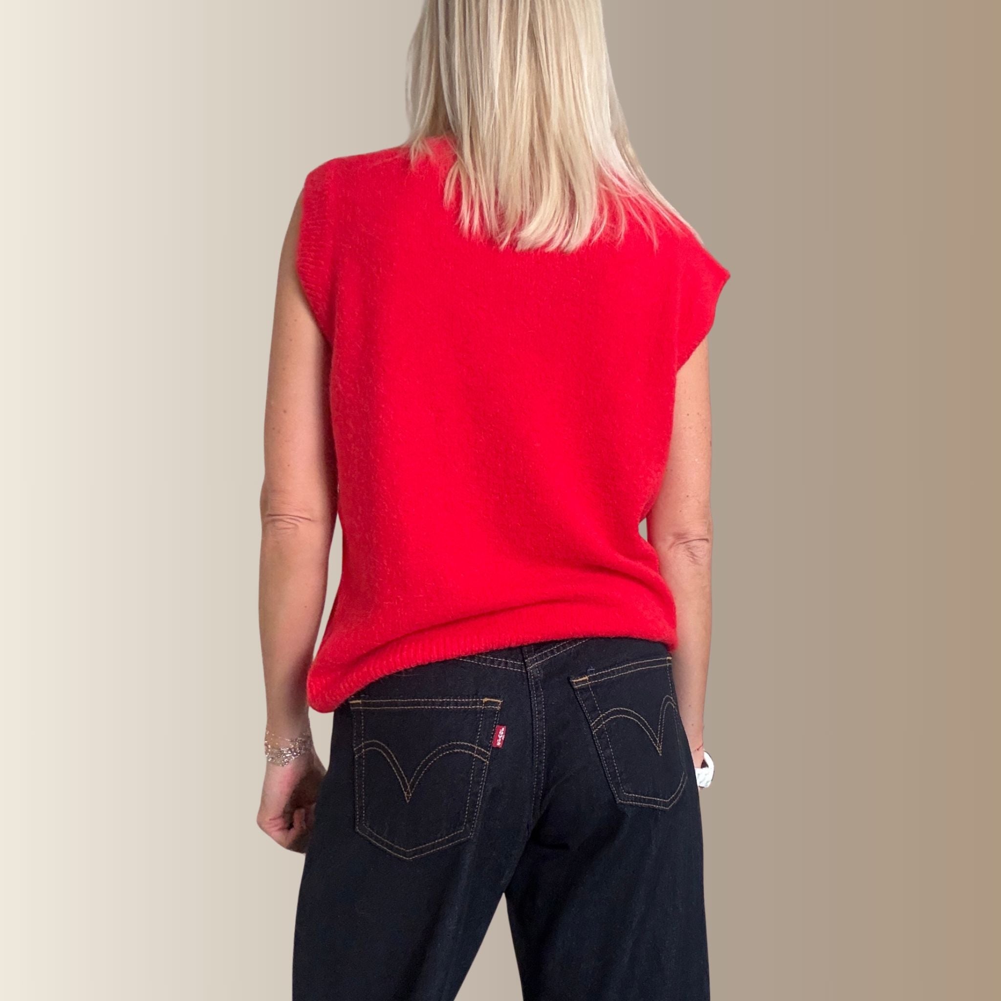 ERNEST ROUGE – Pull sans manches en baby alpaga