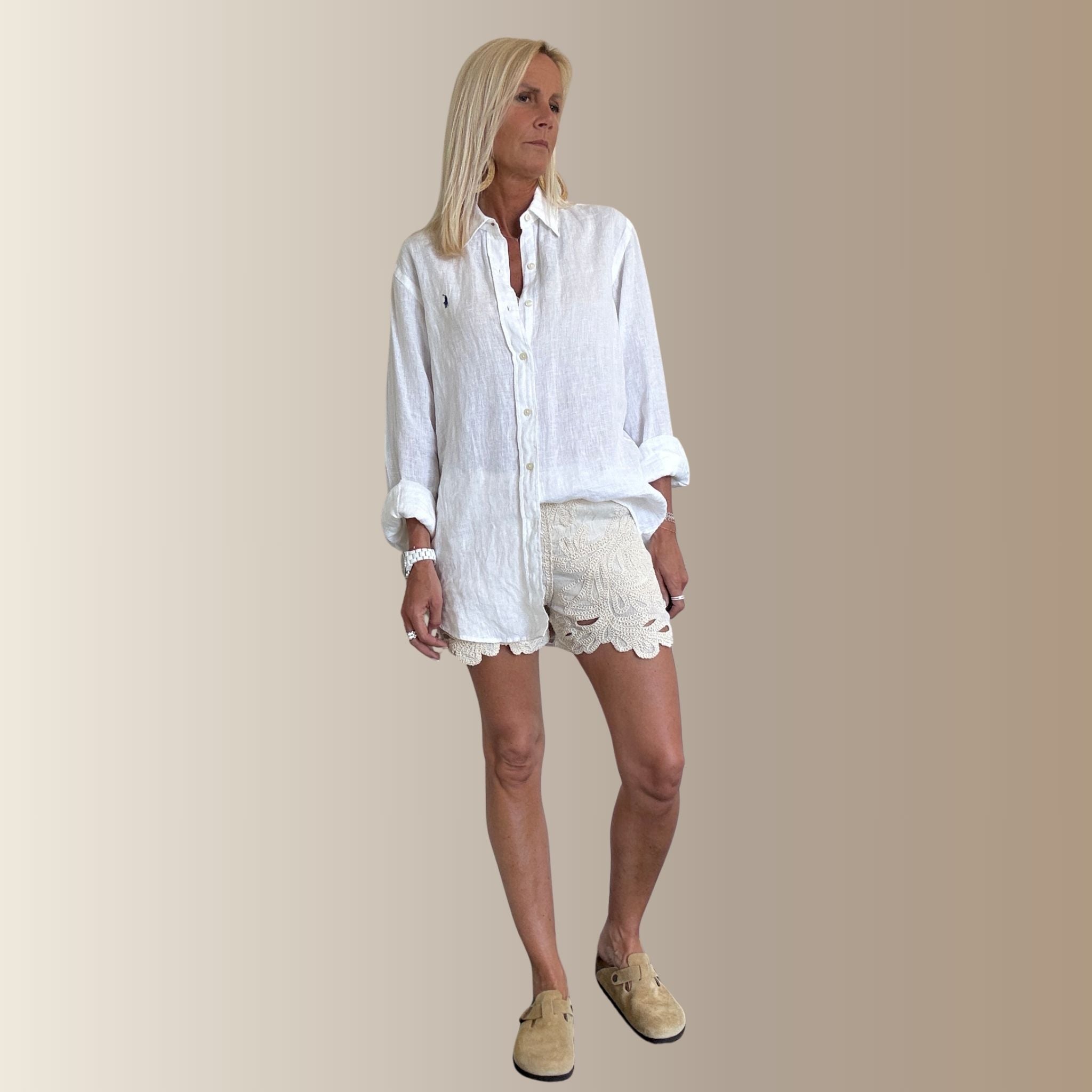 MAËL ÉCRU – Short brodé