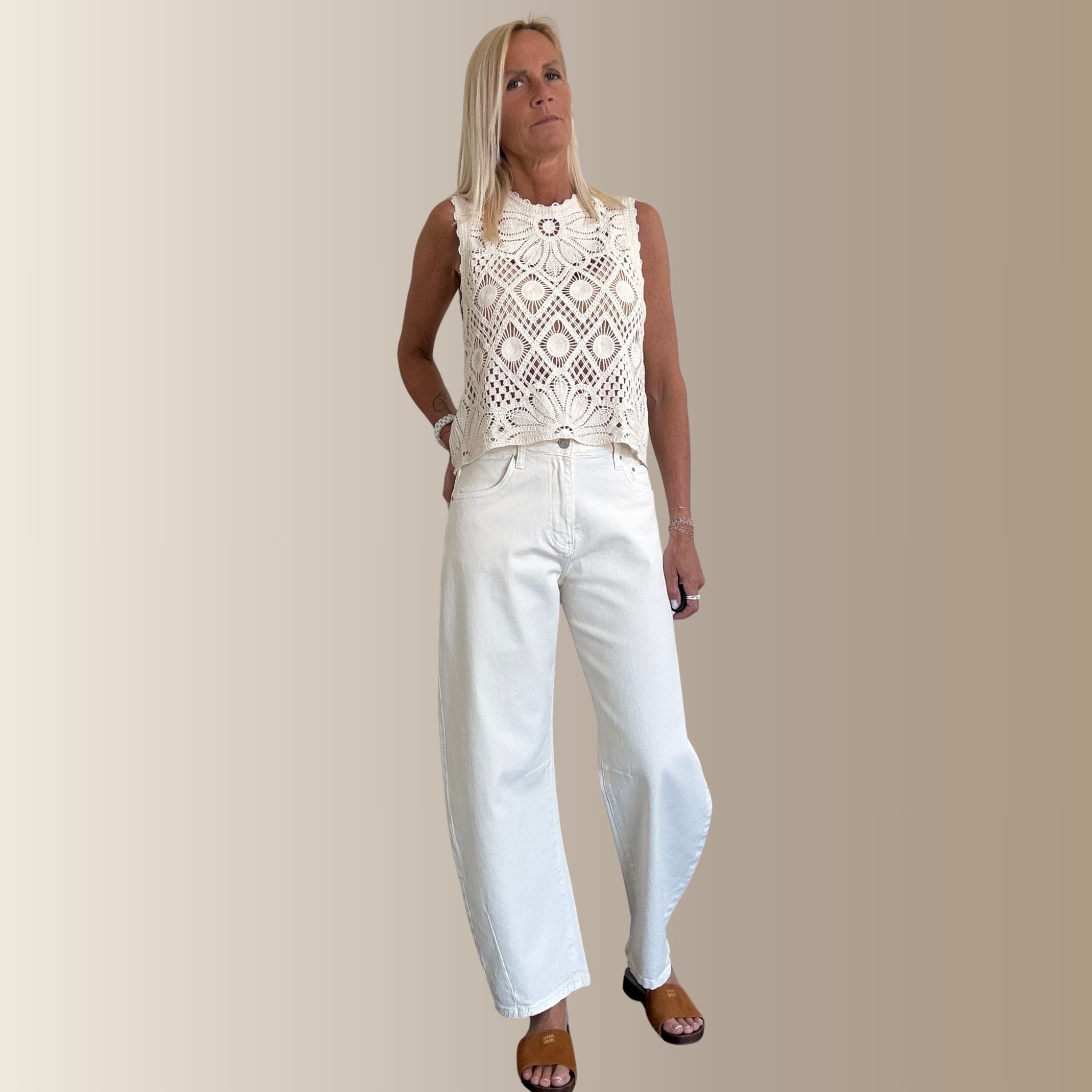 ÉMILE ÉCRU – Top sans manches en crochet